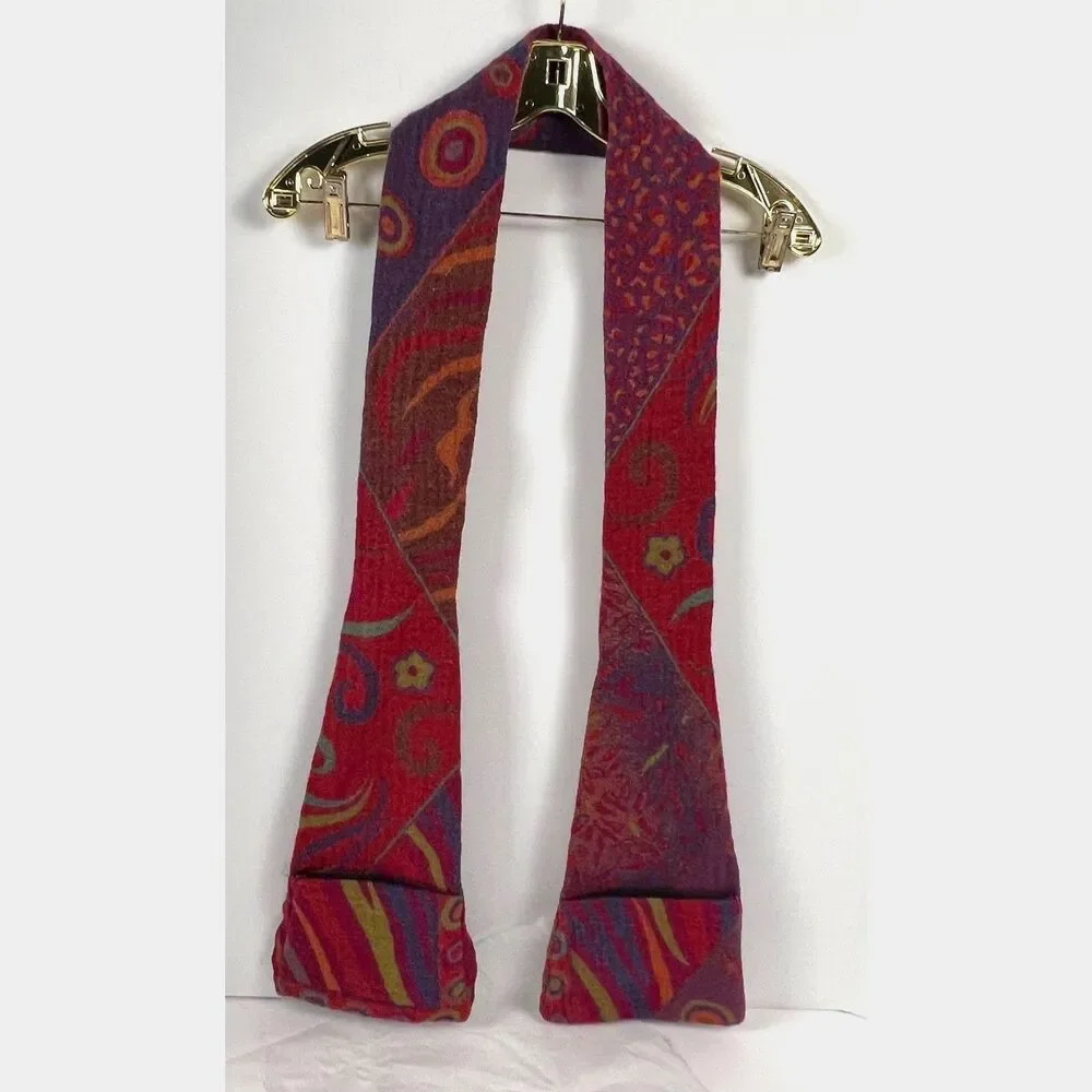 InStyle Boiled Wool Scarf w Hidden Zippered Security Pockets – Abstract print